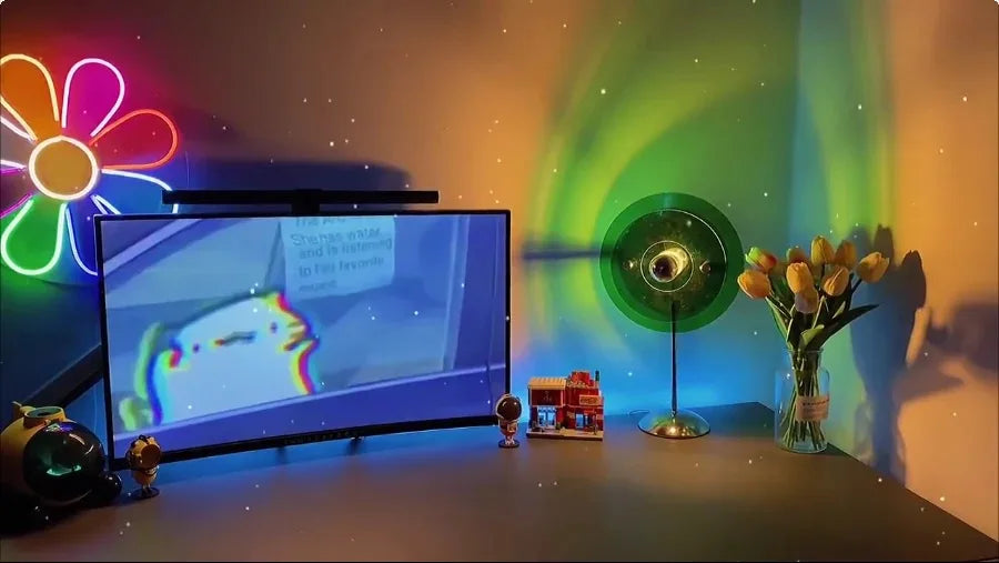 Sunset Table Lamp Projection Rainbow Night Light Aesthetic Vibes/Atmosphere Home Decoration USB LED Lighting for Wall Decor Lights