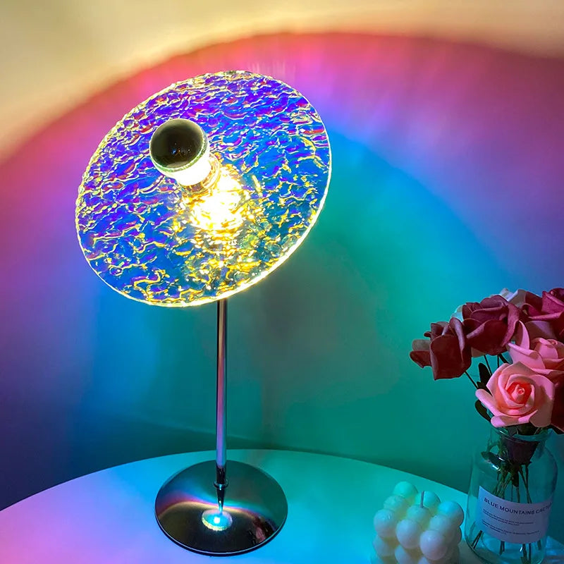 Sunset Table Lamp Projection Rainbow Night Light Aesthetic Vibes/Atmosphere Home Decoration USB LED Lighting for Wall Decor Lights